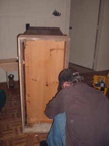 1x4's raised the cabinet to the needed height